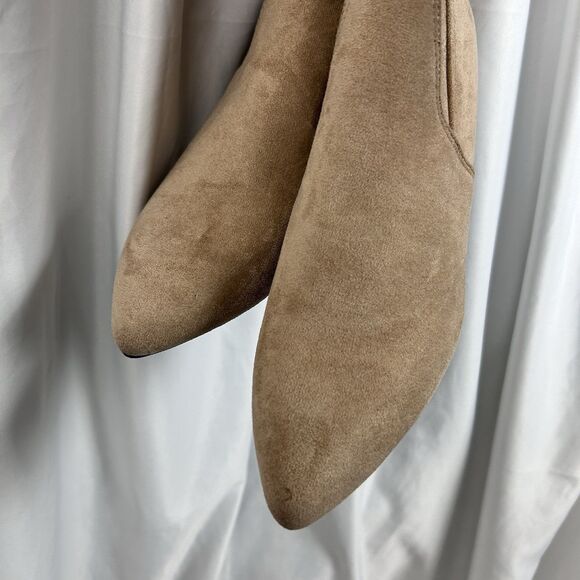 NNG Comfort Thigh High Low Block Heel Faux Suede Over The Knee Beige Boots 9.5 - Picture 5 of 8